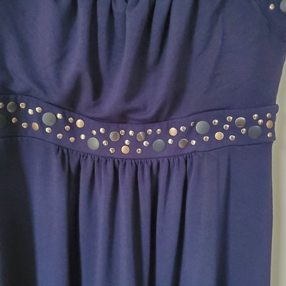 Lucy & Laurel Navy Blue Dress with Metal Embellishments Size Small - Picture 4 of 7